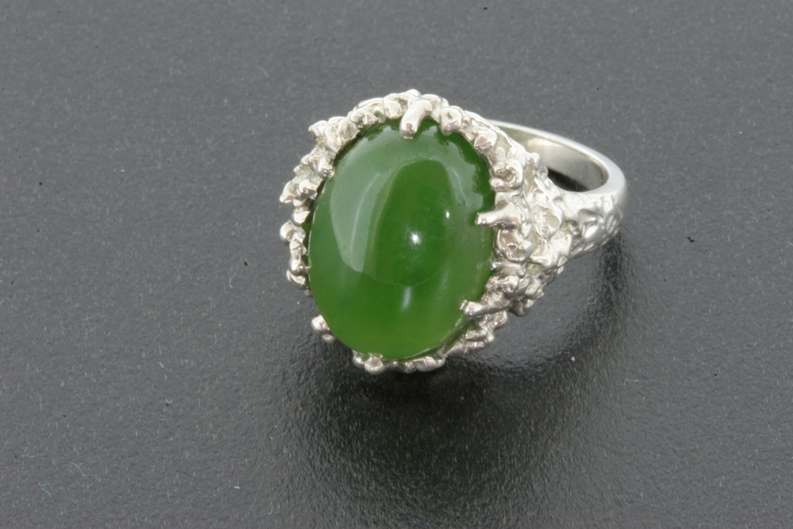 Jade Ring in Sterling Silver, #000 – Jade Carver
